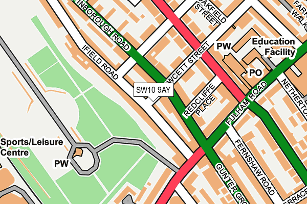 SW10 9AY map - OS OpenMap – Local (Ordnance Survey)