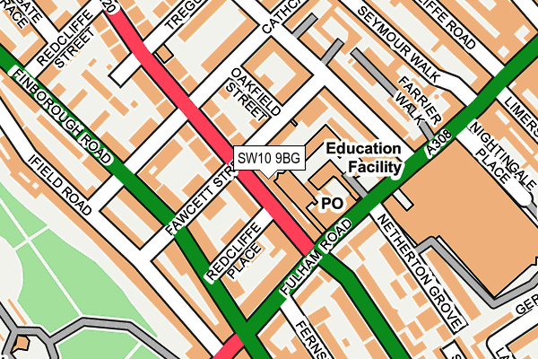 SW10 9BG map - OS OpenMap – Local (Ordnance Survey)