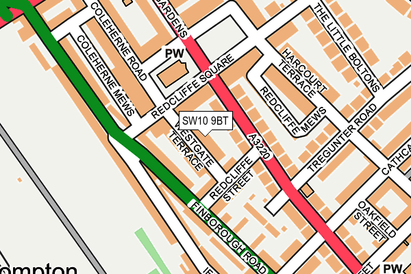 SW10 9BT map - OS OpenMap – Local (Ordnance Survey)