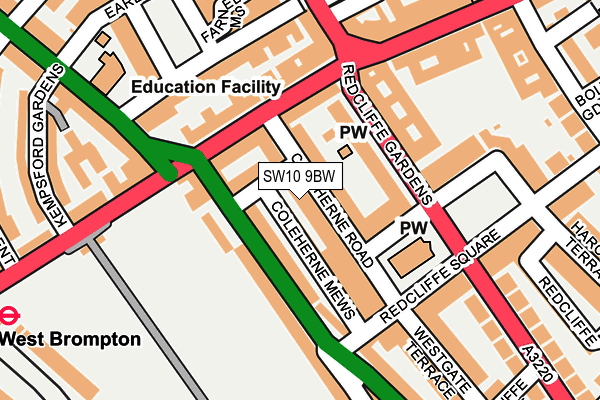 SW10 9BW map - OS OpenMap – Local (Ordnance Survey)