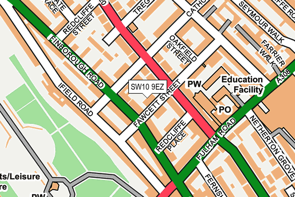 SW10 9EZ map - OS OpenMap – Local (Ordnance Survey)