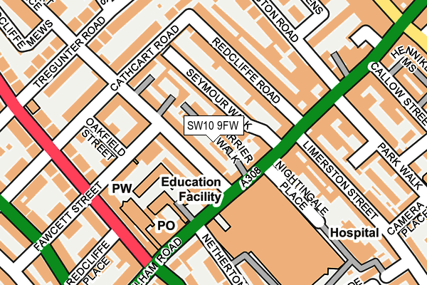 SW10 9FW map - OS OpenMap – Local (Ordnance Survey)