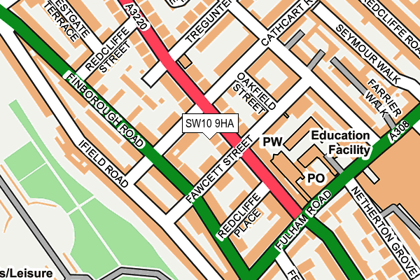 SW10 9HA map - OS OpenMap – Local (Ordnance Survey)