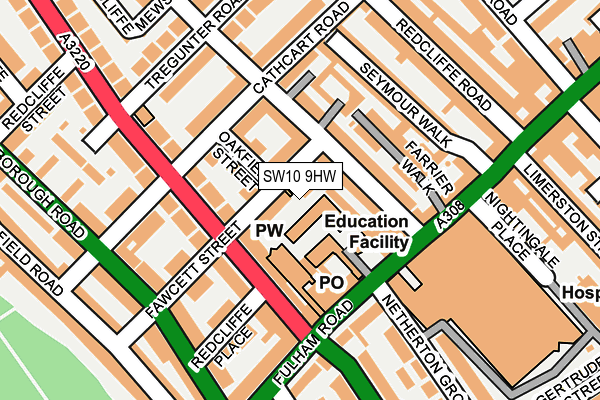 SW10 9HW map - OS OpenMap – Local (Ordnance Survey)