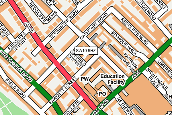 SW10 9HZ map - OS OpenMap – Local (Ordnance Survey)