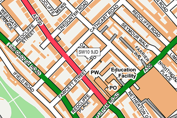 SW10 9JD map - OS OpenMap – Local (Ordnance Survey)