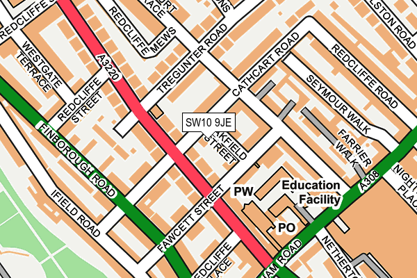 SW10 9JE map - OS OpenMap – Local (Ordnance Survey)