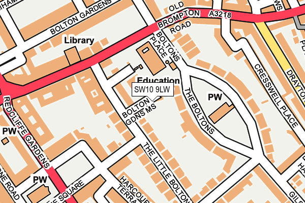 SW10 9LW map - OS OpenMap – Local (Ordnance Survey)