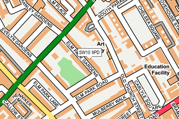 SW10 9PD map - OS OpenMap – Local (Ordnance Survey)