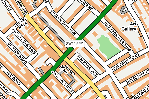 SW10 9PZ map - OS OpenMap – Local (Ordnance Survey)