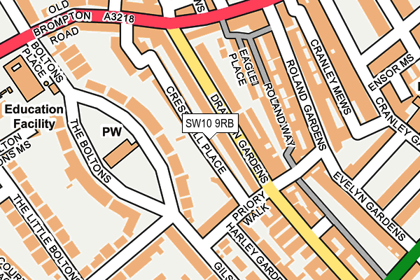 SW10 9RB map - OS OpenMap – Local (Ordnance Survey)