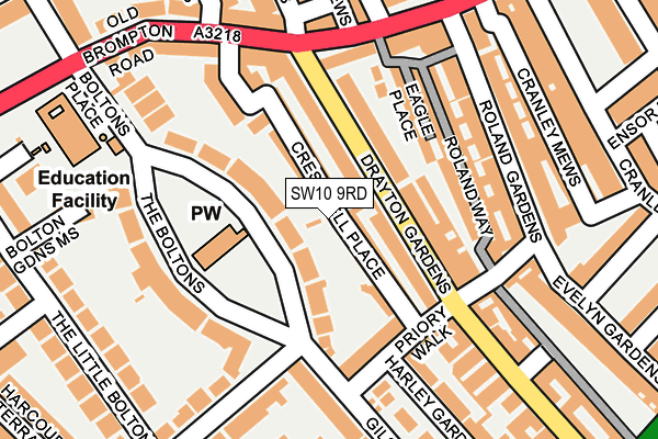 SW10 9RD map - OS OpenMap – Local (Ordnance Survey)