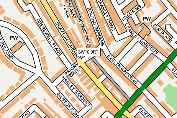 SW10 9RT map - OS OpenMap – Local (Ordnance Survey)