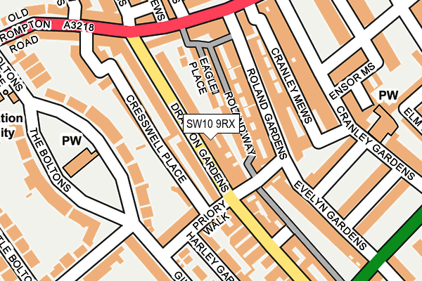 SW10 9RX map - OS OpenMap – Local (Ordnance Survey)