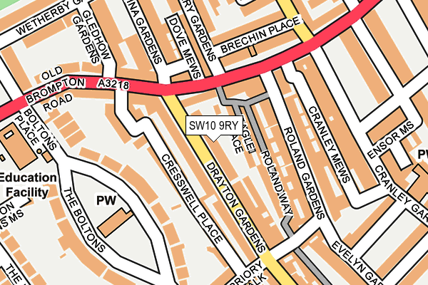 SW10 9RY map - OS OpenMap – Local (Ordnance Survey)