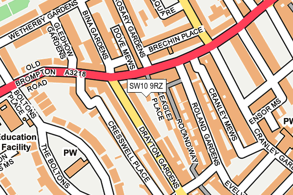 SW10 9RZ map - OS OpenMap – Local (Ordnance Survey)