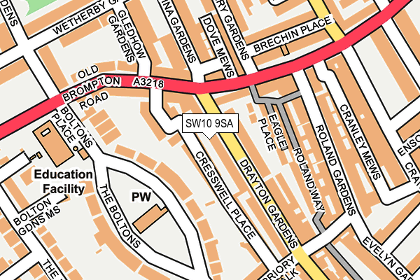 SW10 9SA map - OS OpenMap – Local (Ordnance Survey)