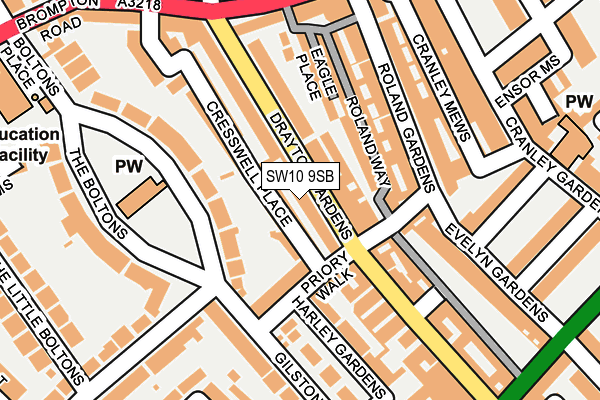 SW10 9SB map - OS OpenMap – Local (Ordnance Survey)