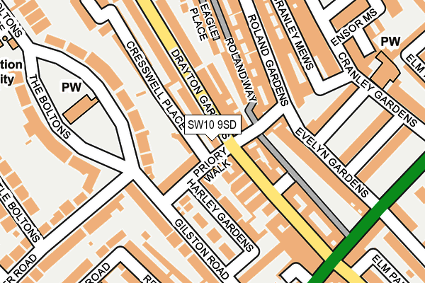 SW10 9SD map - OS OpenMap – Local (Ordnance Survey)