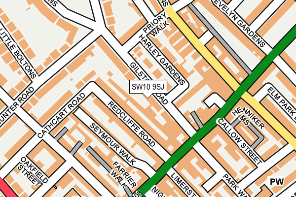 SW10 9SJ map - OS OpenMap – Local (Ordnance Survey)