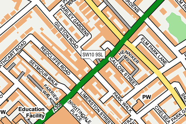 SW10 9SL map - OS OpenMap – Local (Ordnance Survey)