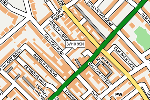 SW10 9SN map - OS OpenMap – Local (Ordnance Survey)