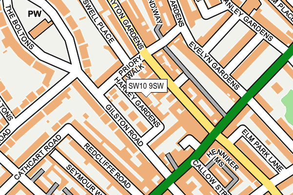 SW10 9SW map - OS OpenMap – Local (Ordnance Survey)