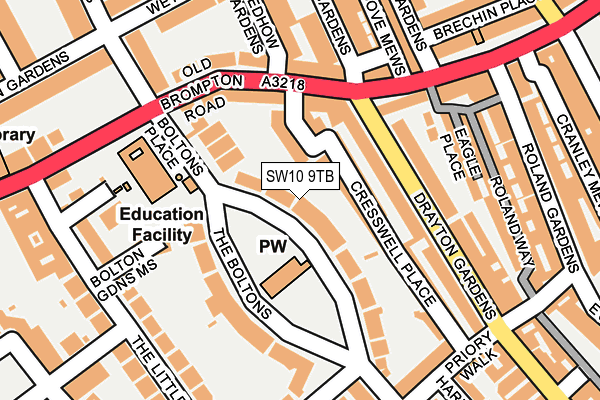 SW10 9TB map - OS OpenMap – Local (Ordnance Survey)