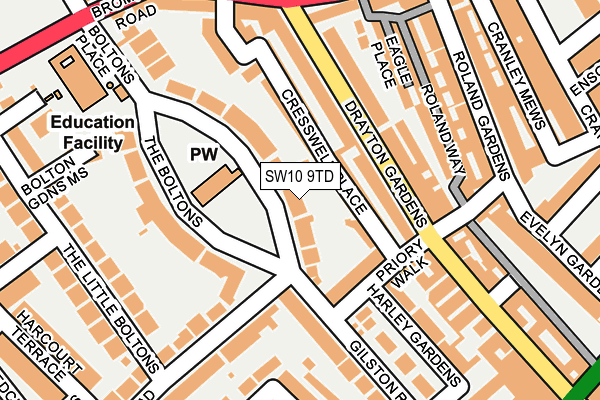 SW10 9TD map - OS OpenMap – Local (Ordnance Survey)