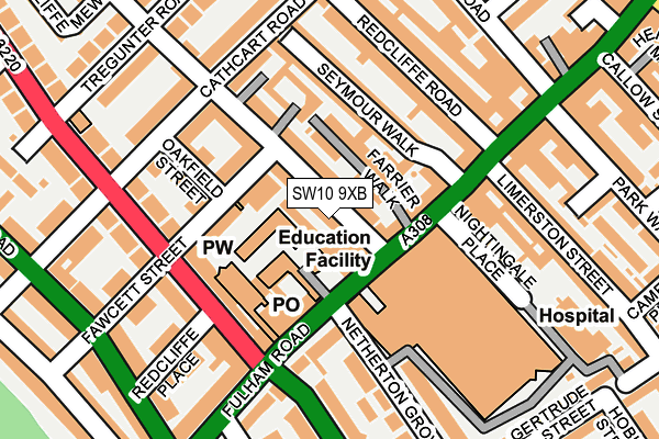 SW10 9XB map - OS OpenMap – Local (Ordnance Survey)