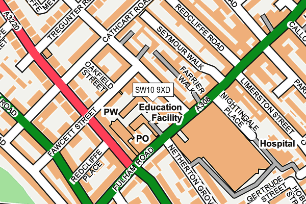 SW10 9XD map - OS OpenMap – Local (Ordnance Survey)