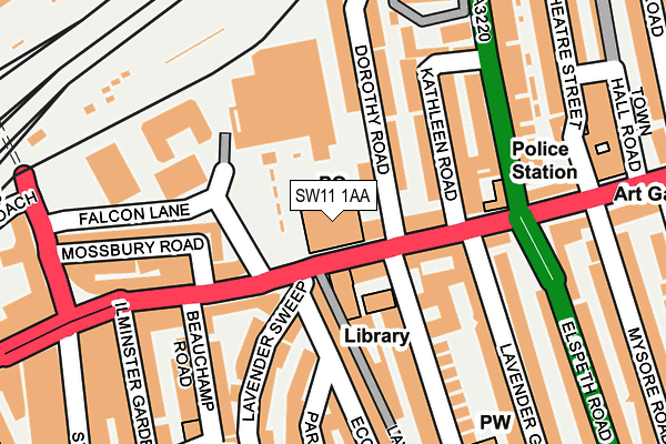 SW11 1AA map - OS OpenMap – Local (Ordnance Survey)