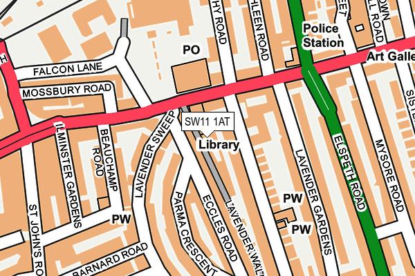 SW11 1AT map - OS OpenMap – Local (Ordnance Survey)