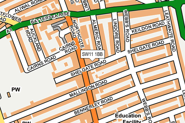 SW11 1BB map - OS OpenMap – Local (Ordnance Survey)