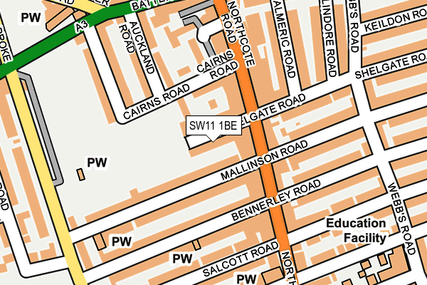 SW11 1BE map - OS OpenMap – Local (Ordnance Survey)