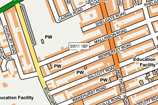 SW11 1BP map - OS OpenMap – Local (Ordnance Survey)