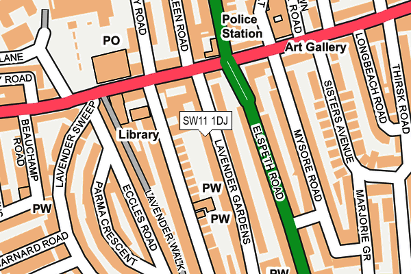 SW11 1DJ map - OS OpenMap – Local (Ordnance Survey)