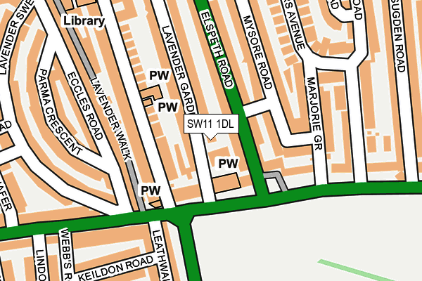 SW11 1DL map - OS OpenMap – Local (Ordnance Survey)