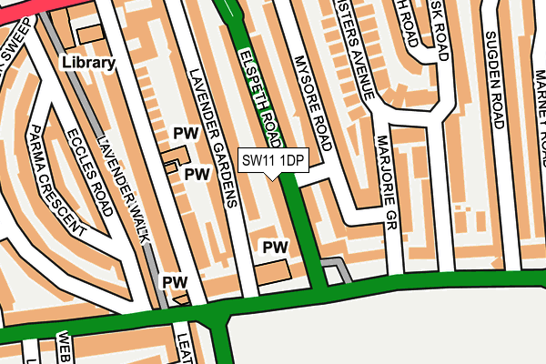 SW11 1DP map - OS OpenMap – Local (Ordnance Survey)