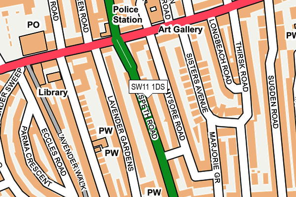 Map of 40 ELSPETH ROAD (MANAGEMENT COMPANY) LIMITED at local scale