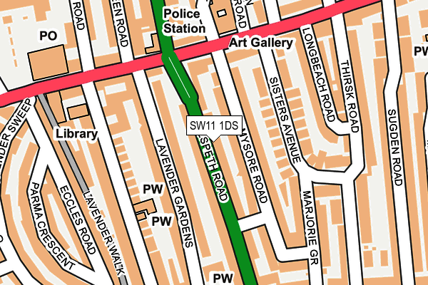 SW11 1DS map - OS OpenMap – Local (Ordnance Survey)