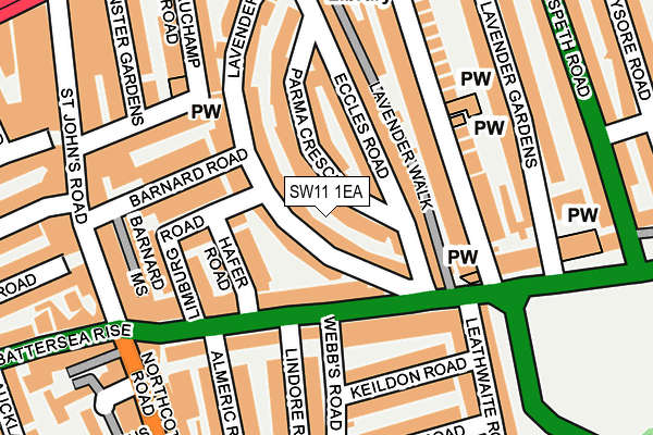 SW11 1EA map - OS OpenMap – Local (Ordnance Survey)