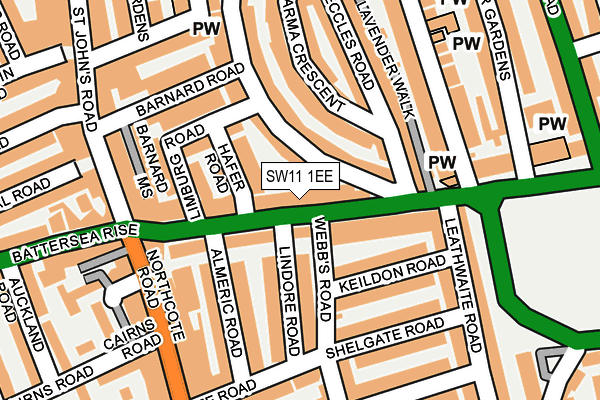 SW11 1EE map - OS OpenMap – Local (Ordnance Survey)