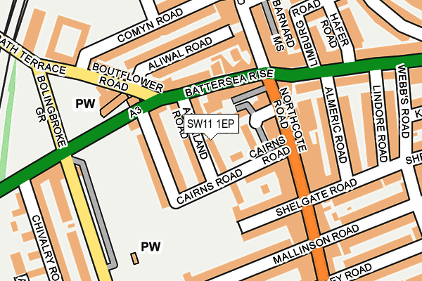 SW11 1EP map - OS OpenMap – Local (Ordnance Survey)