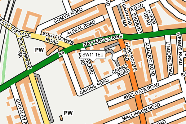 SW11 1EU map - OS OpenMap – Local (Ordnance Survey)