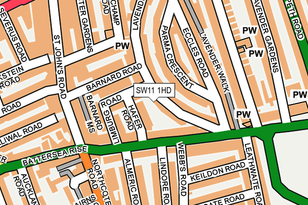 SW11 1HD map - OS OpenMap – Local (Ordnance Survey)