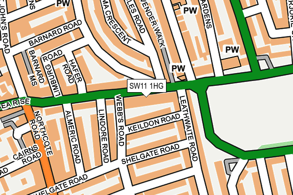SW11 1HG map - OS OpenMap – Local (Ordnance Survey)
