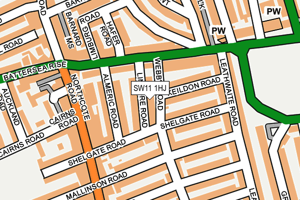 SW11 1HJ map - OS OpenMap – Local (Ordnance Survey)