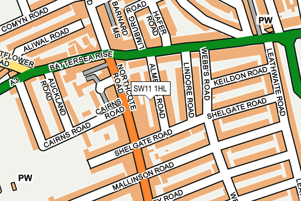 SW11 1HL map - OS OpenMap – Local (Ordnance Survey)