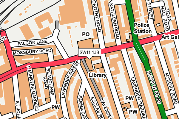 SW11 1JB map - OS OpenMap – Local (Ordnance Survey)